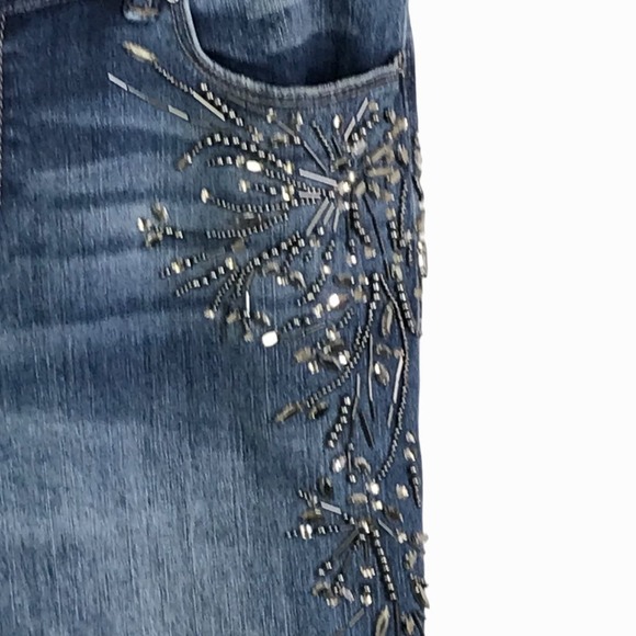 White House Black Market Women's Jeans The Boot Denim Pants Boho Rhinestones 4 - Picture 2 of 8
